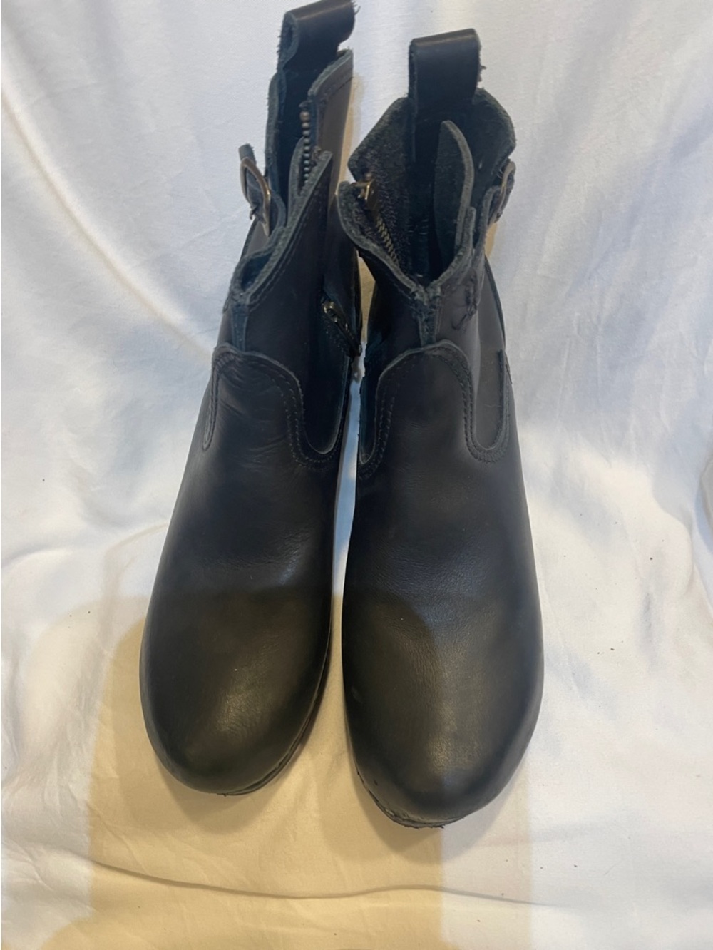 No. 6 Black Leather Ankle Booties with Side Zip